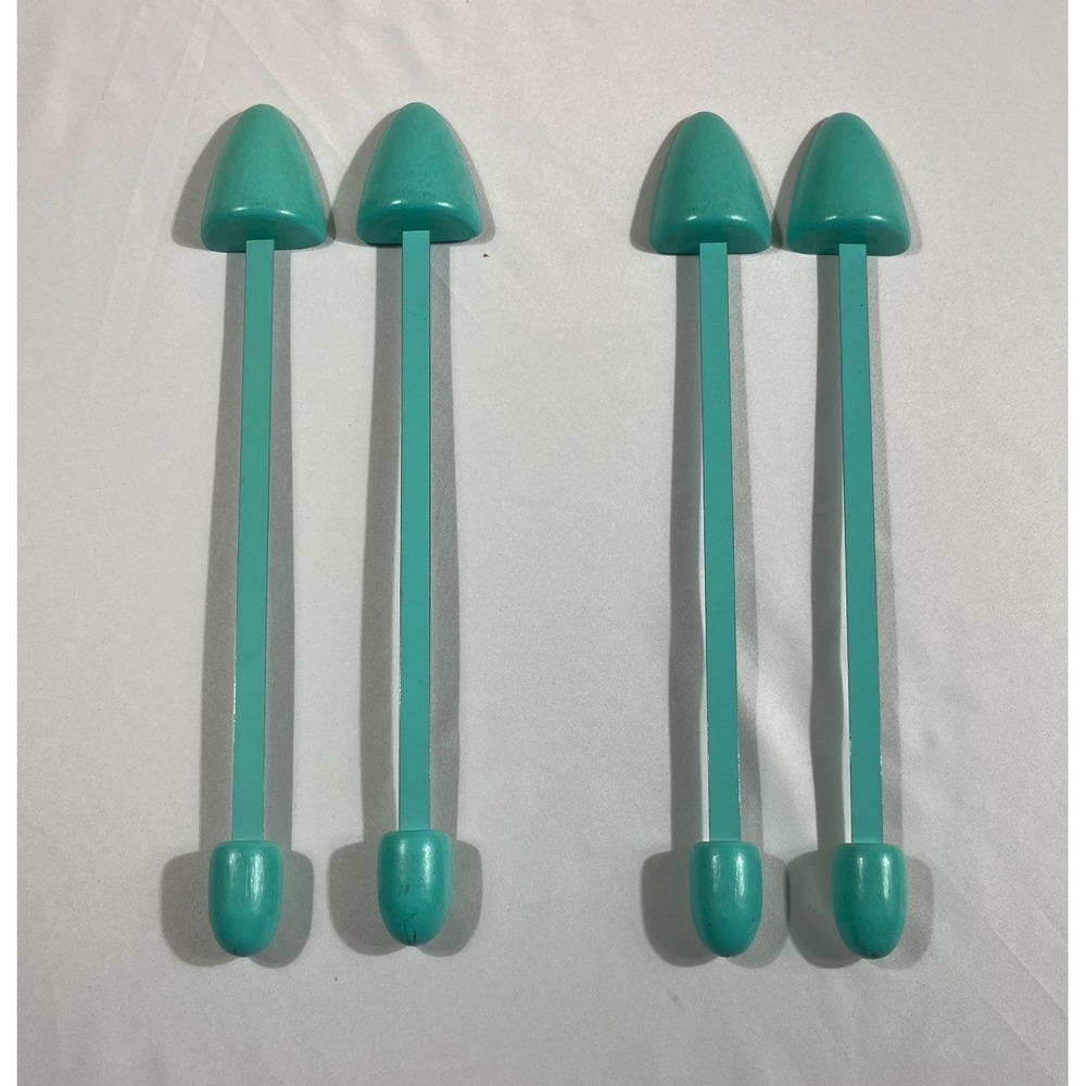 Vintage Turquoise Wood Shoe Trees Pair of 2 MCM Mid Century Blue Shoe Stretchers